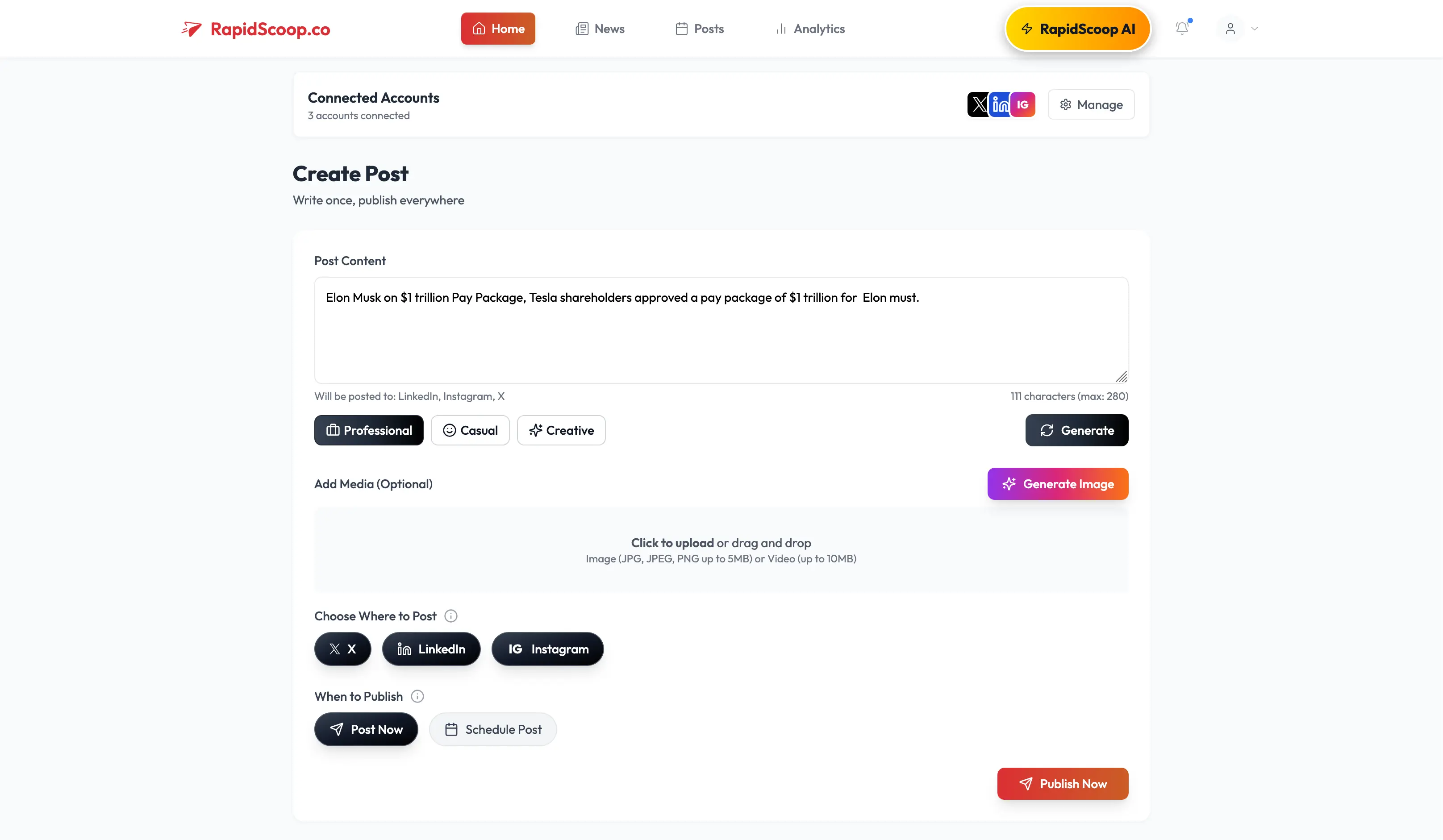 RapidScoop content creation